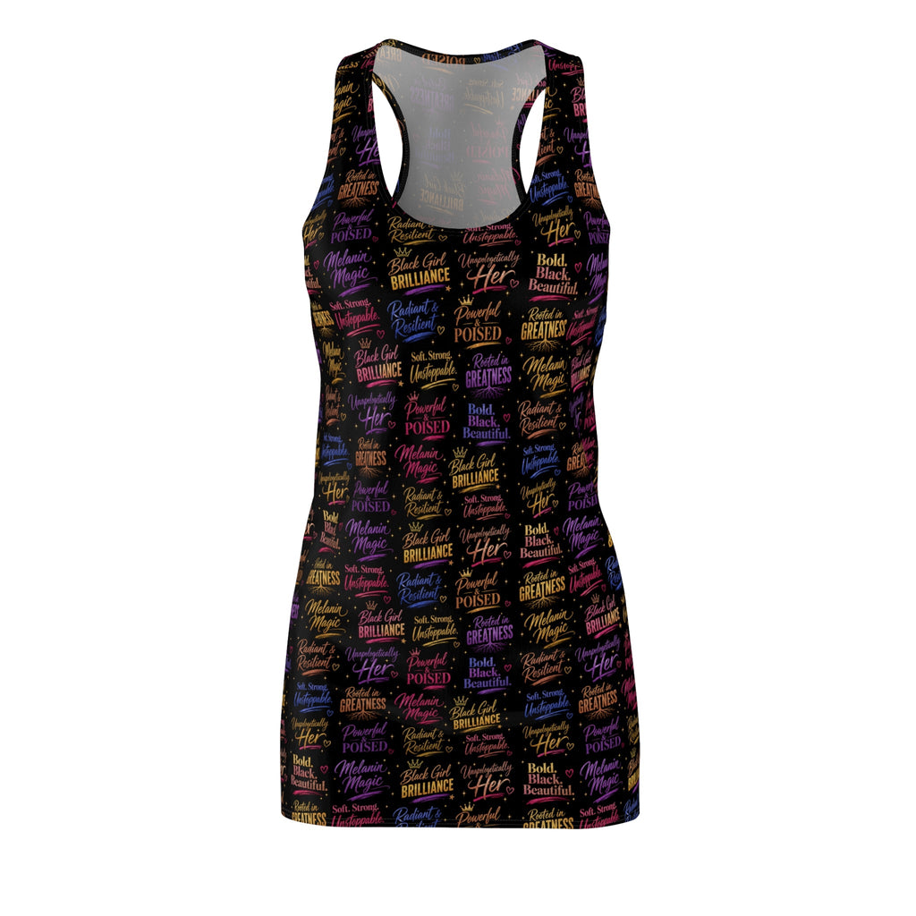 Melanin Affirmation Racerback Dress | Empowerment Typography
