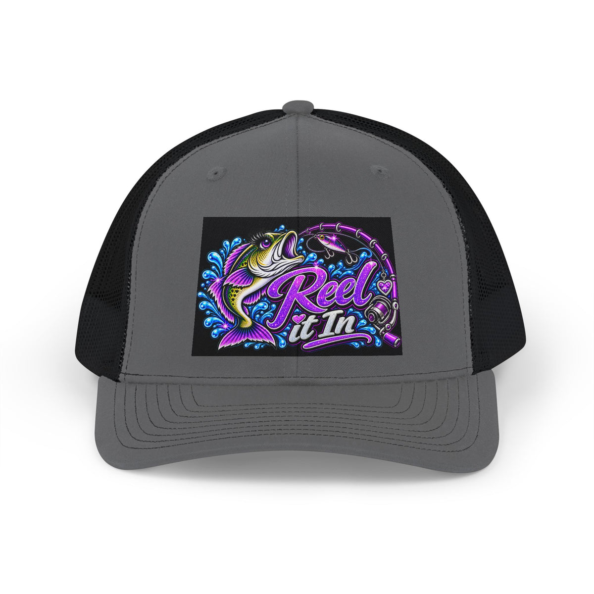 Reel It In fishing trout design Trucker Cap | Snapback mesh hat