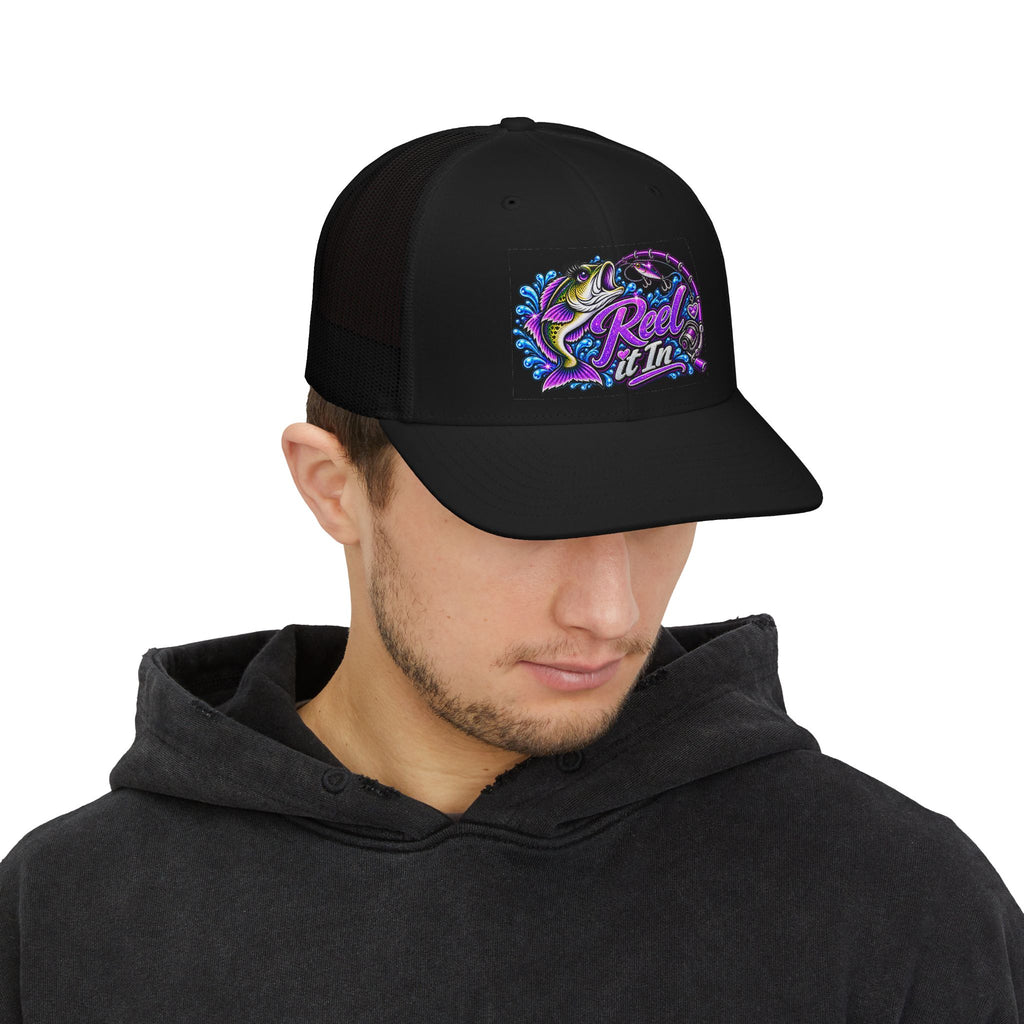 Reel It In fishing trout design Trucker Cap | Snapback mesh hat