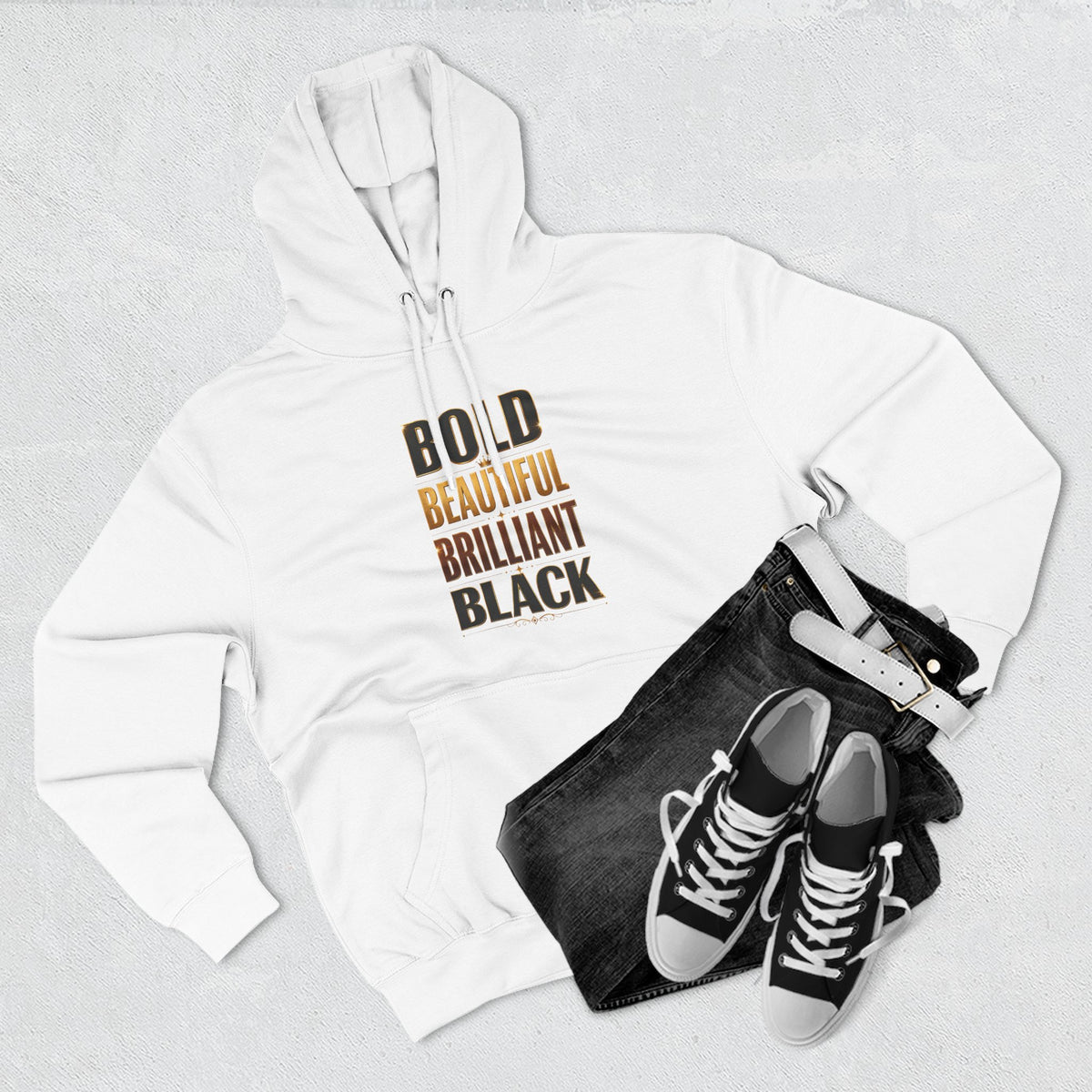 Bold Beautiful Brilliant Black Hoodie | Typography Pride Pullover