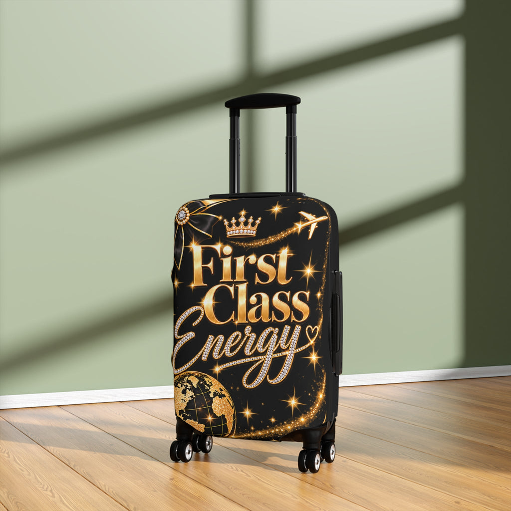 First Class Energy Luggage Cover | Black Gold Travel Sleeve