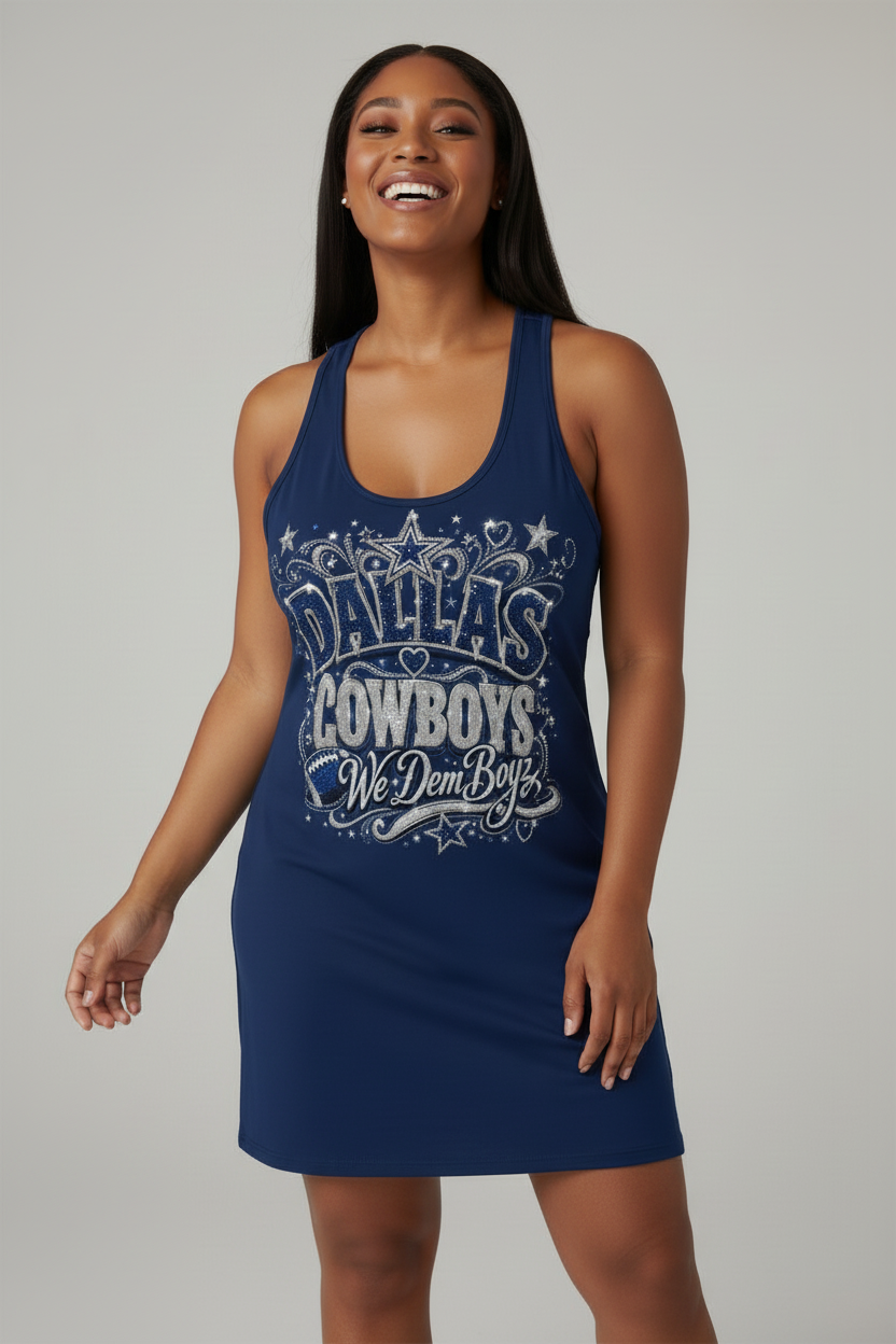Dallas Cowboys Fan Girl Racerback Dress — We Dem Boyz Graphic