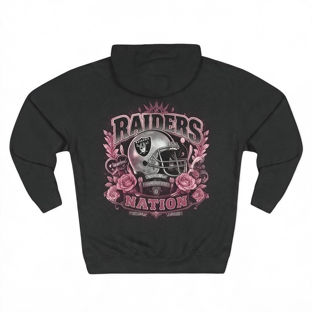 Additional product image of the Raiders Fan Girl hoodie with rose graphics.