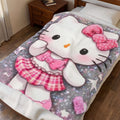 Hello Kitty Velveteen Plush Blanket — Cute Pink Bow Cartoon Throw for Kids