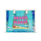 Holographic Beach Tote Bag — “Beach Please” Clear Summer Carryall