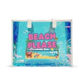Holographic Beach Tote Bag — “Beach Please” Clear Summer Carryall