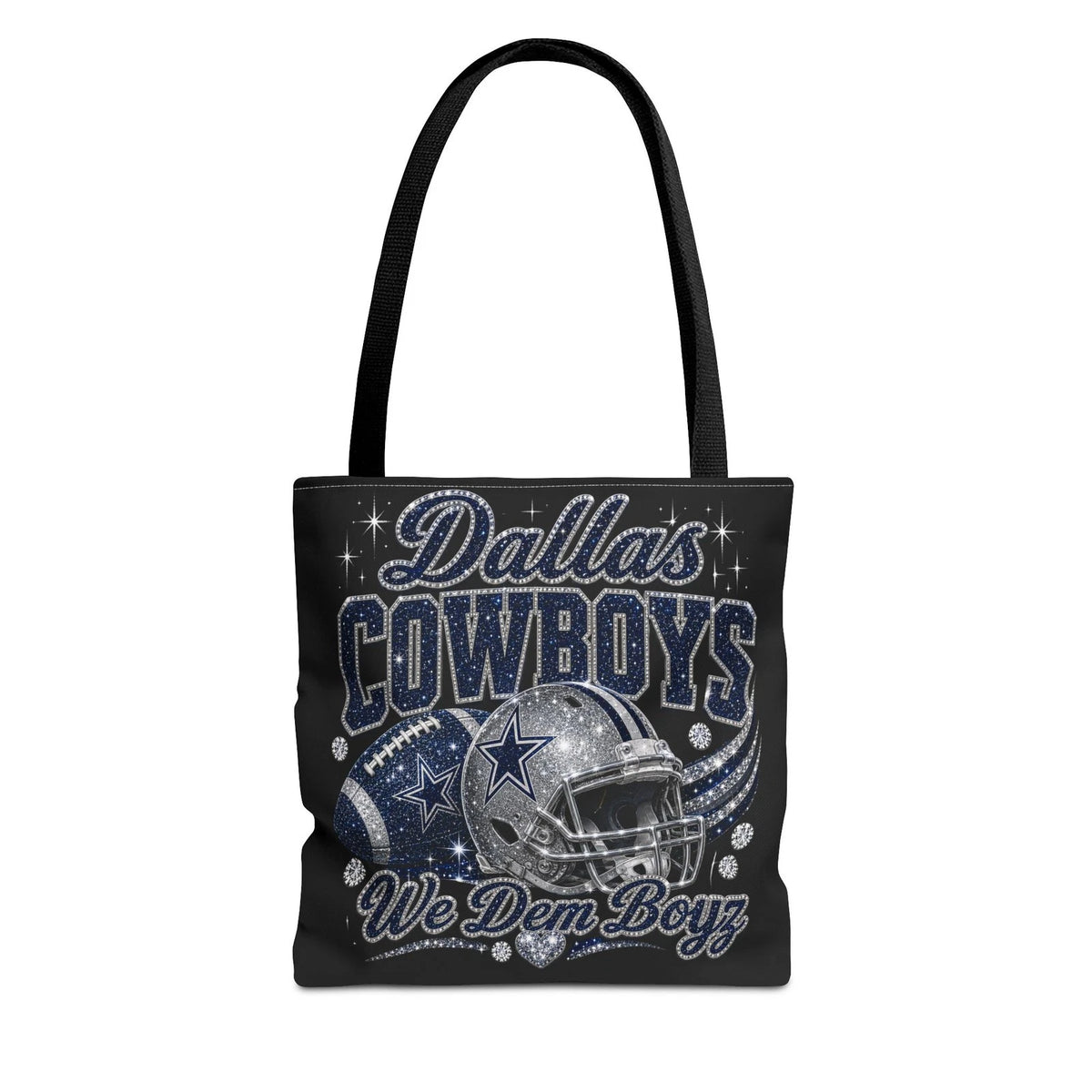 Dallas Cowboys Fan Girl Tote Bag | We Dem Boyz, Glitter Football Design