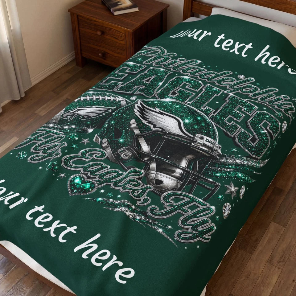 Philadelphia Eagles Fan Girl Velveteen Plush Blanket | Team Throw