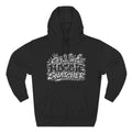 Throw it in the Bag black fleece hoodie featuring a white Certified Hoodie Snatcher graphic print and kangaroo pocket