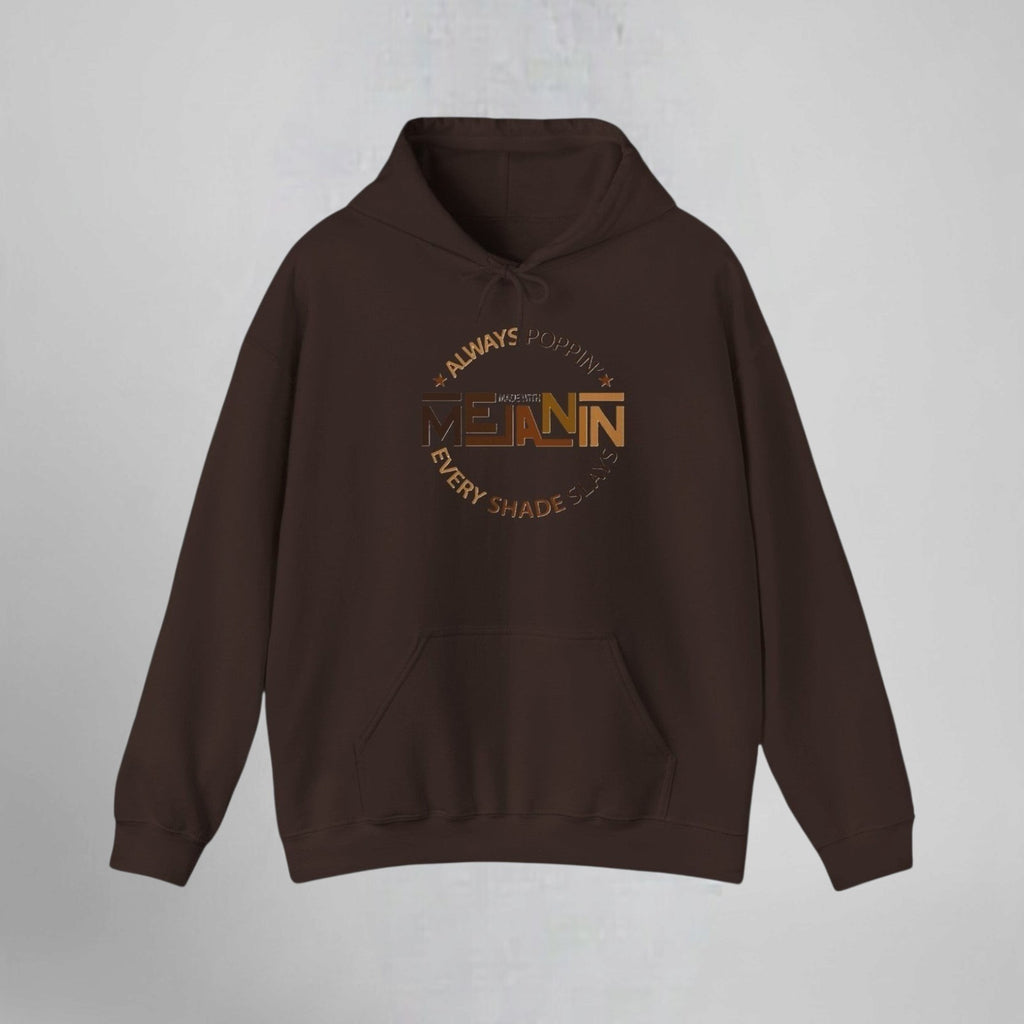 Throw it in the Bag dark brown cotton-blend pullover hoodie with a circular graphic print on the chest