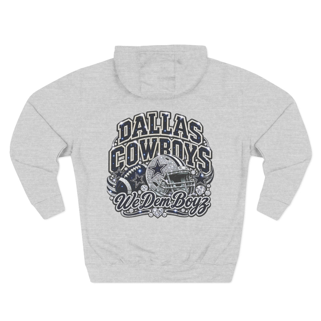 Throw it in the Bag Dallas Cowboys grey fleece hoodie with vintage-style team graphics and helmet motif on the back