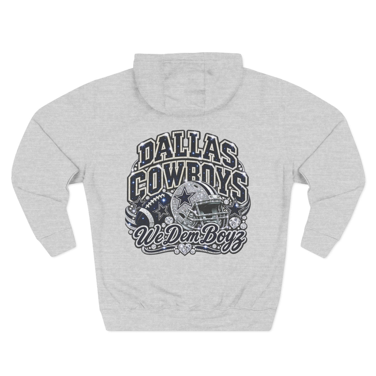 Throw it in the Bag Dallas Cowboys grey fleece hoodie with vintage-style team graphics and helmet motif on the back