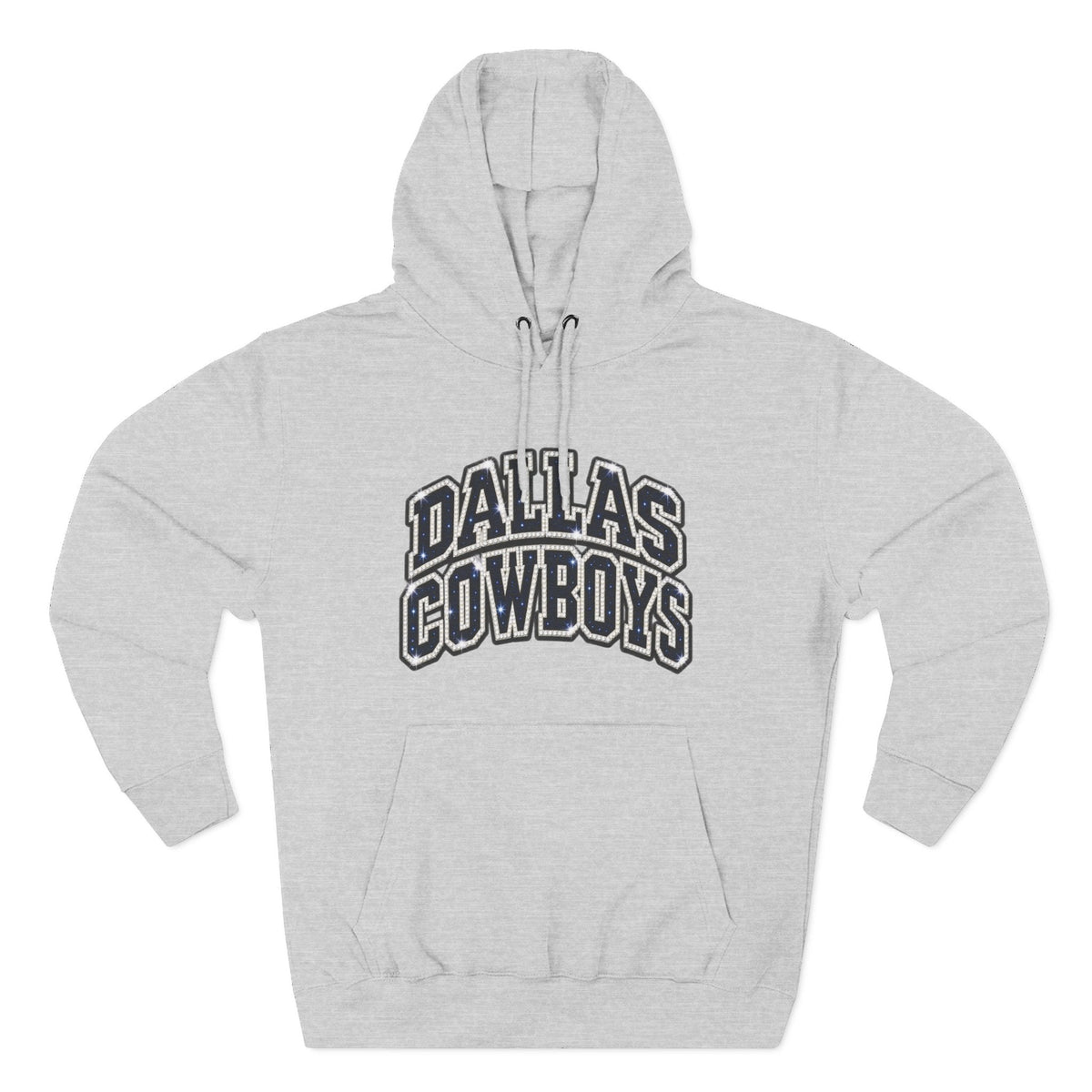 Throw it in the Bag Dallas Cowboys grey fleece hoodie with navy blue vintage-style script and kangaroo pocket