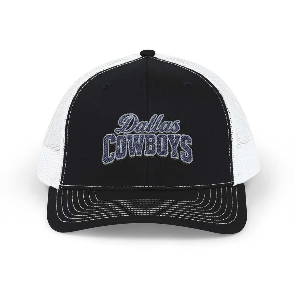 Throw it in the Bag Dallas Cowboys trucker cap with black front panel, white mesh back, and embroidered team logo.