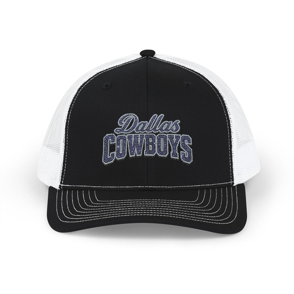 Throw it in the Bag Dallas Cowboys trucker cap with black front panel, white mesh back, and embroidered team logo.