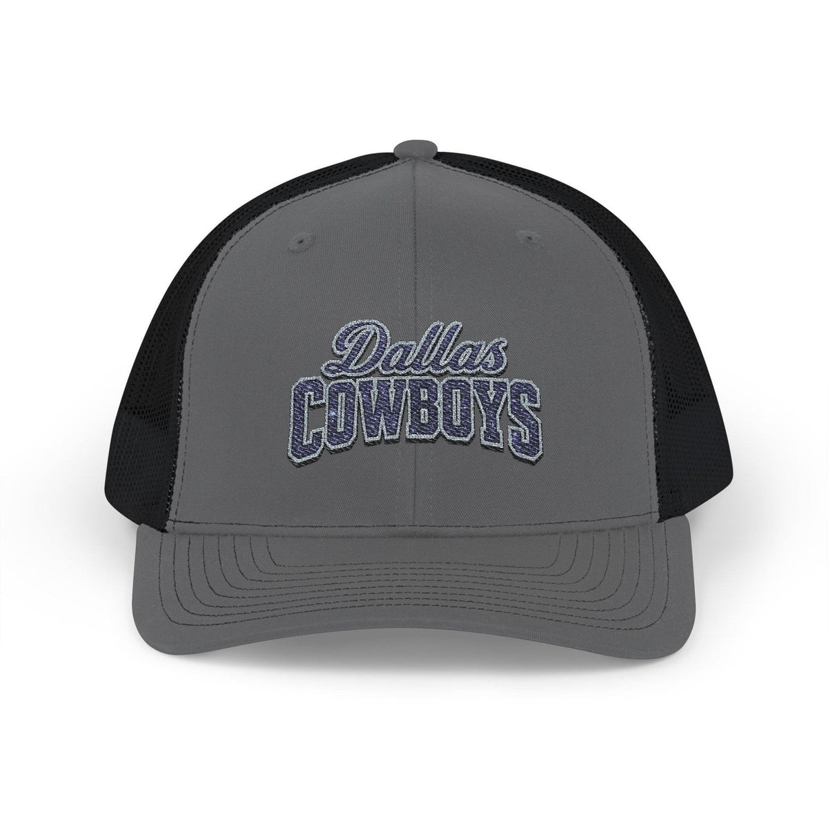 Throw it in the Bag Dallas Cowboys grey and black trucker cap with embroidered script logo and breathable mesh back