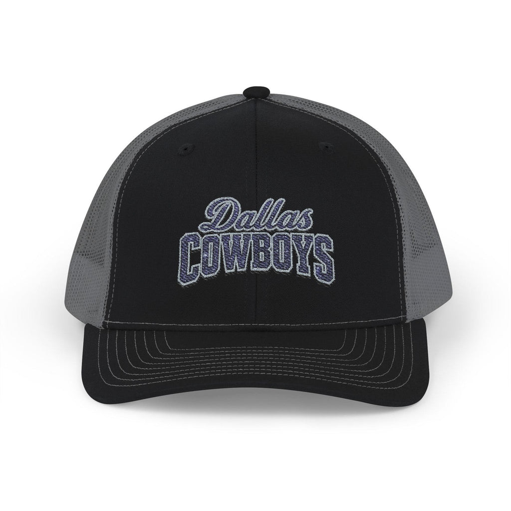 Throw it in the Bag Dallas Cowboys trucker cap with black front panel, grey mesh back, and embroidered team logo.