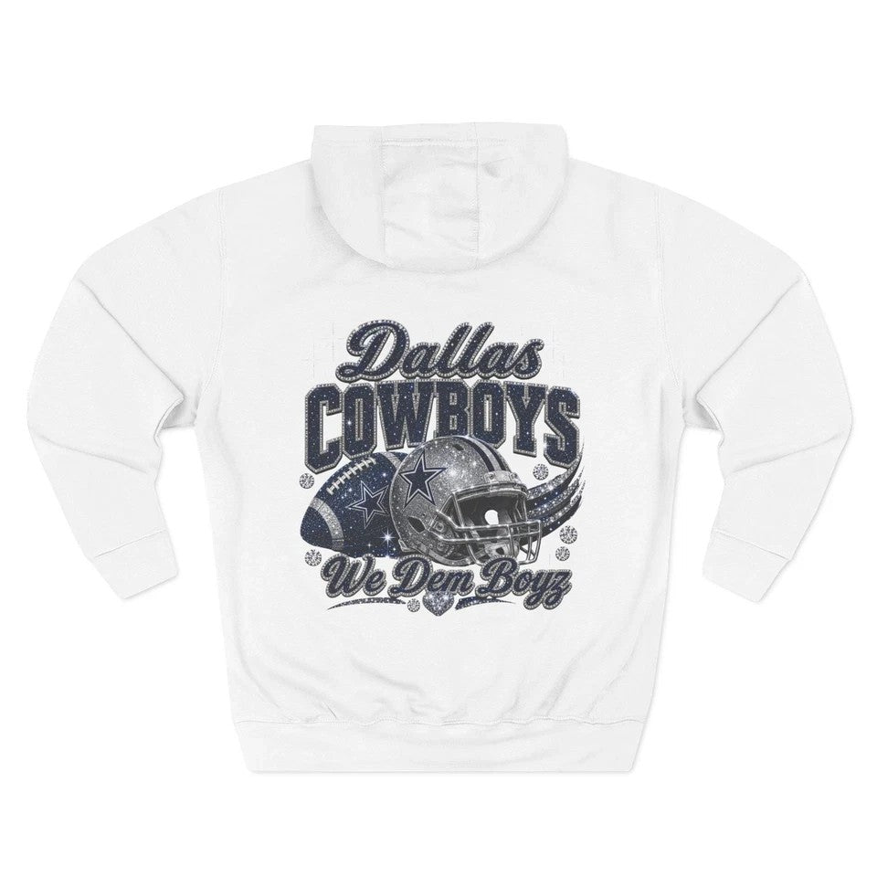 Throw it in the Bag white Dallas Cowboys pullover hoodie featuring a vintage-style football helmet graphic on the back