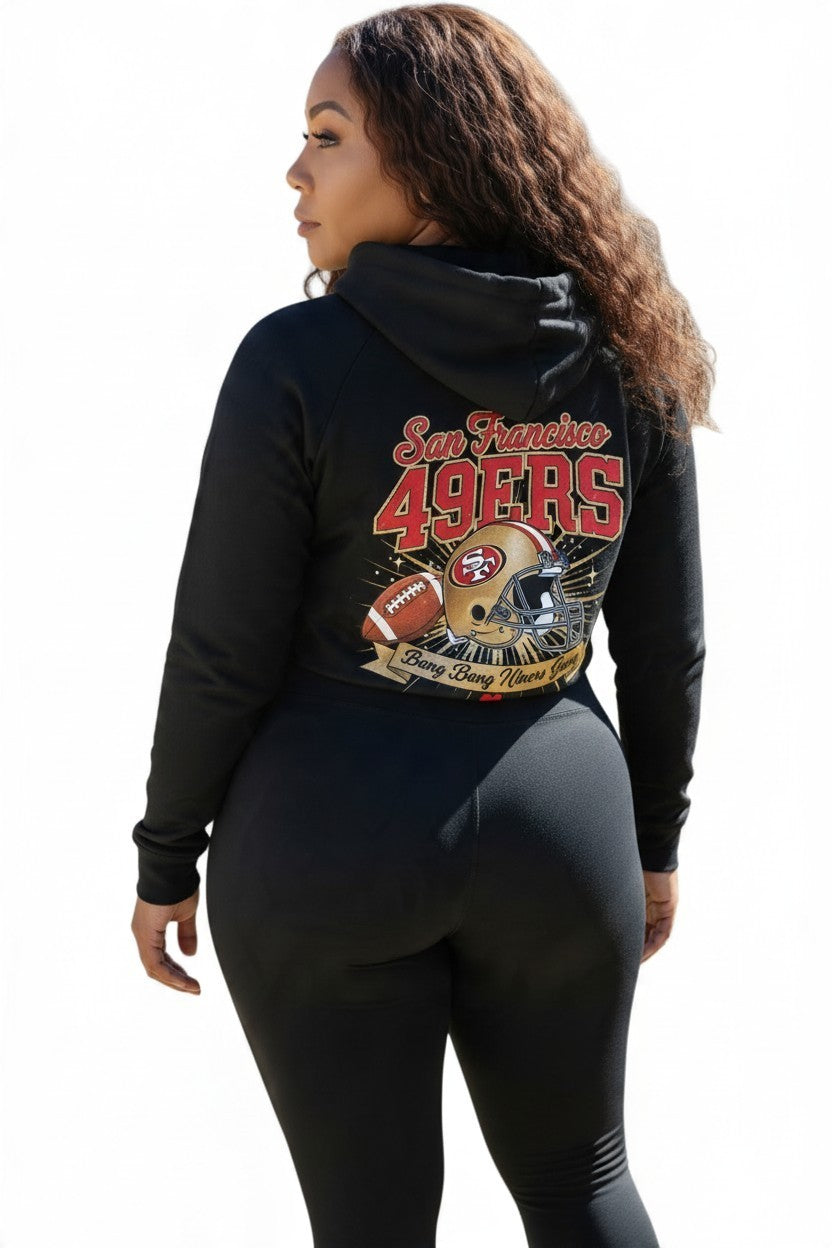 Throw it in the Bag San Francisco 49ers black fleece hoodie with vintage football team graphic on the back