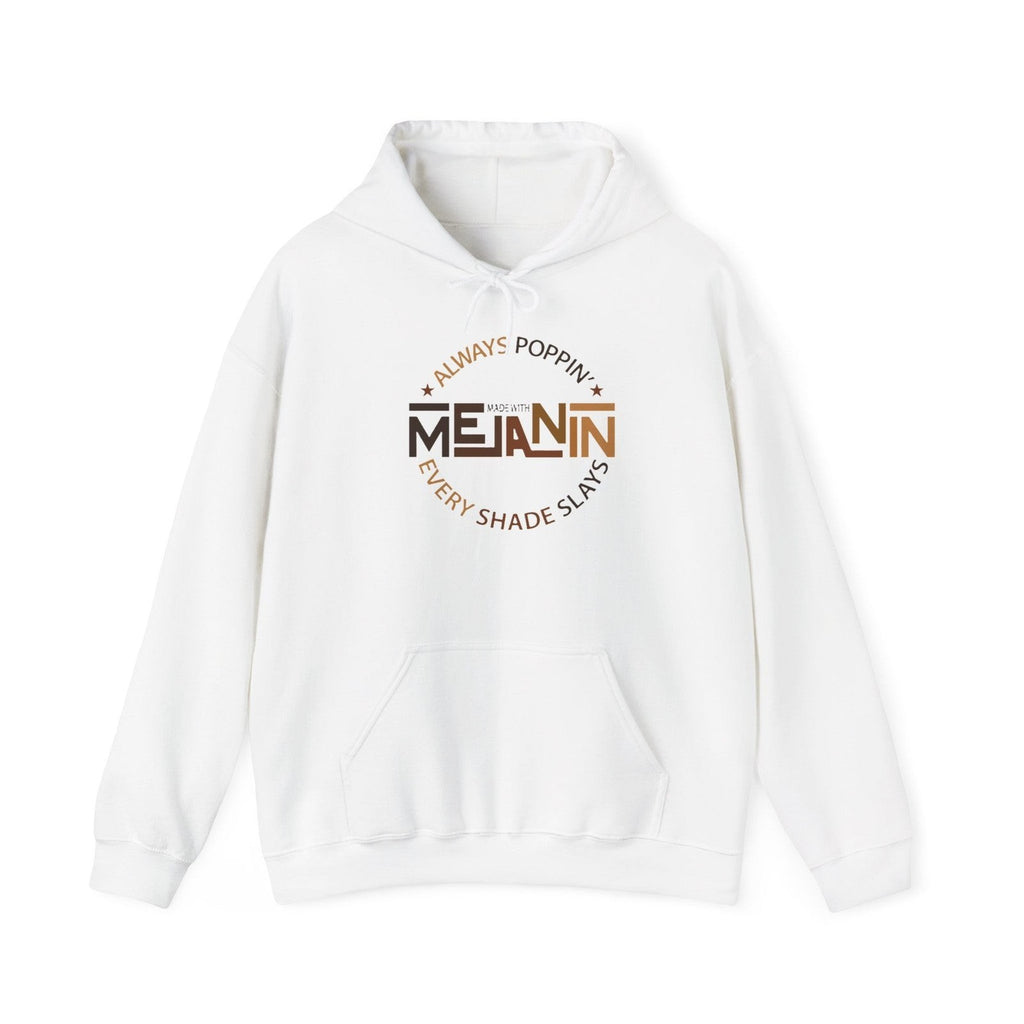 Throw it in the Bag white pullover hoodie with a brown graphic print featuring empowering text on the chest