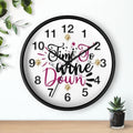 Time To Wine Down Wall Clock – Funny Wine Lover Kitchen Decor