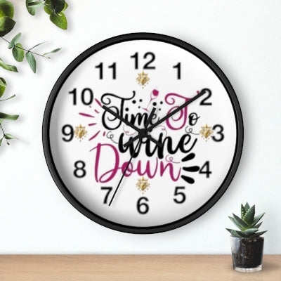 Time To Wine Down Wall Clock – Funny Wine Lover Kitchen Decor